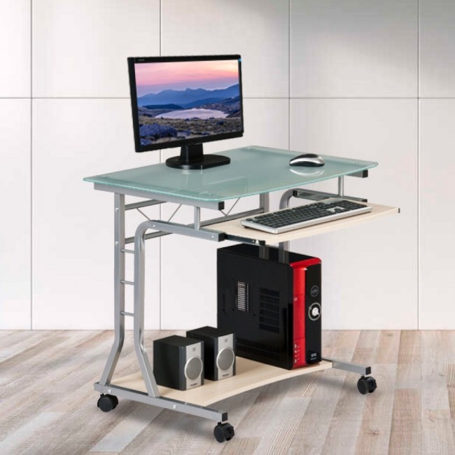 Techly Compact Desk for PC Metal & Glass with Wheels ICA-TB 3791A Techly Compact Desk for PC Metal & Glass with Wheels ICA-TB 3791A