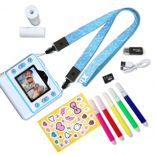 FLASH BLUE INSTANT CAMERA WITH THERMAL PRINTER FOR CHILDREN