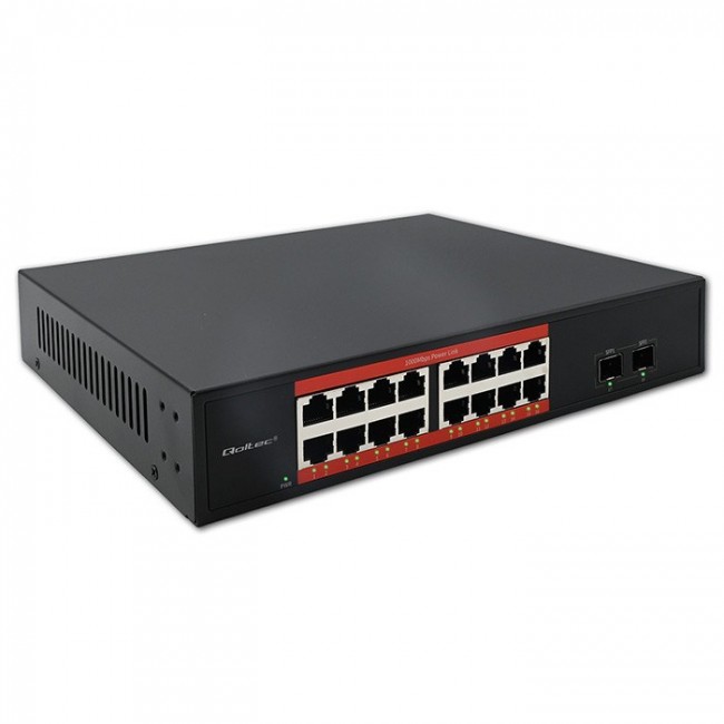 Qoltec Prze ącznik sieciowy SWITCH Gigabit Ethernet | 16x RJ45 | 2x SFP | 1000 Mb/s