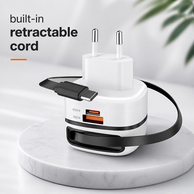 Qoltec 51784 GaN 65W charger | 5-20V | 3-3.25A | USB-C PD PPS