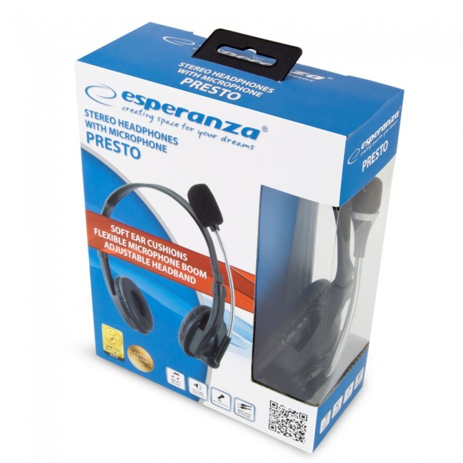 Esperanza EH115 headphones/headset Wired Head-band Calls/Music Black Esperanza EH115 headphones/headset Wired Head-band Calls/Music Black