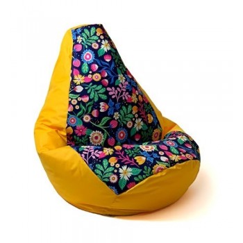 Sako bag pouffe Pear print yellow-flower XXL 140 x 100 cm