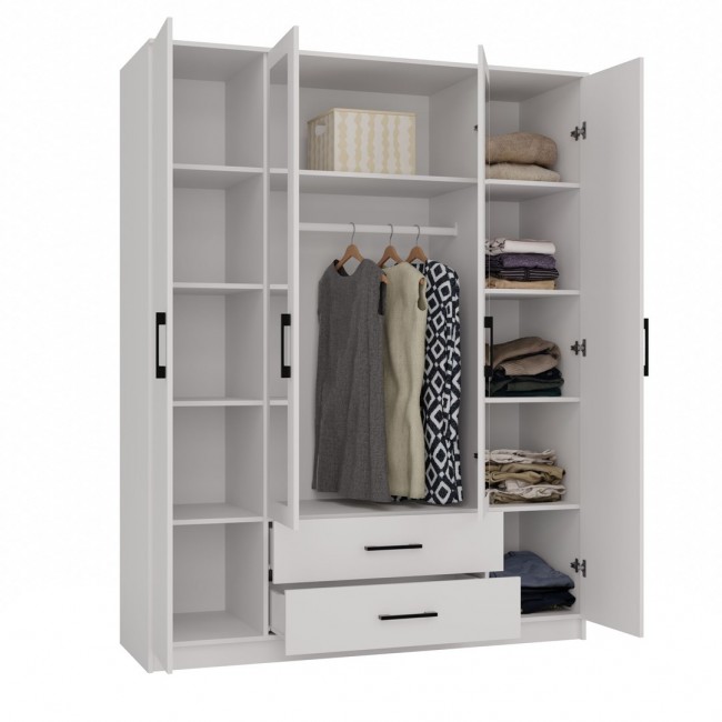 Topeshop ROMANA 160 BIEL bedroom wardrobe/closet 11 shelves 4 door(s) White Topeshop ROMANA 160 BIEL bedroom wardrobe/closet 11 shelves 4 door(s) White