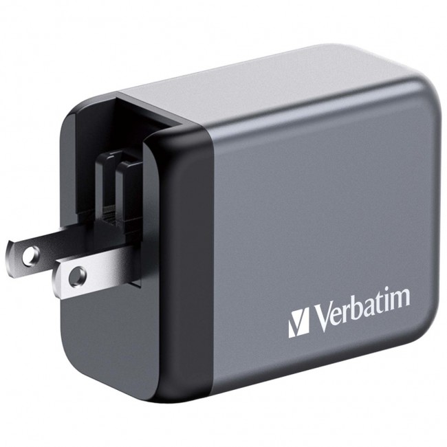 Verbatim GNC-65 GaN Charger 65W with 2 x USB-C PD 65W / 1 x USB-A QC 3.0 (EU/UK/US)