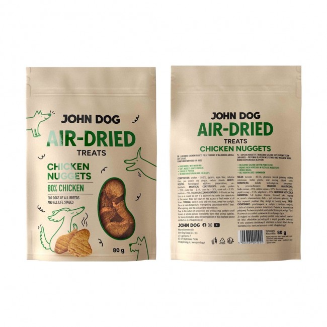 JOHN DOG Air-Dried Chicken nuggets - dog treat - 80g JOHN DOG Air-Dried Chicken nuggets - dog treat - 80g