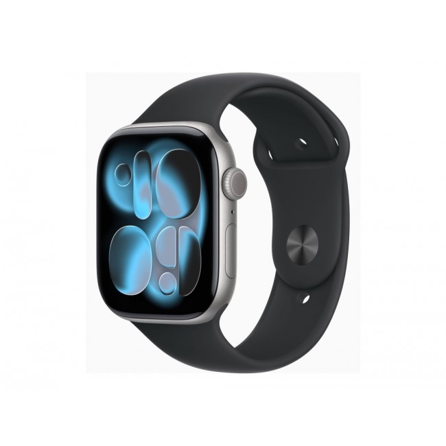 Apple Watch Series 11 GPS + Cellular 46 mm, obudowa z aluminium w kolorze gwiezdnej szaro ci z czarnym paskiem sportowym rozmiar S/M