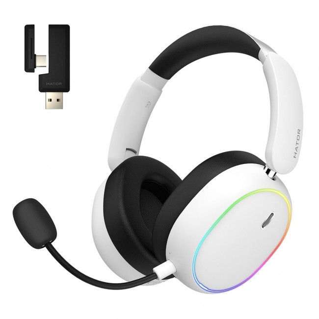 HATOR Phoenix 2 Wireless Headset Wired & Wireless Head-band Gaming USB Type-C / USB Type-A Bluetooth White