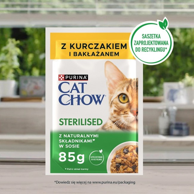 PURINA Cat Chow Sterilised Chicken and Aubergine - wet cat food - 4 x 85g