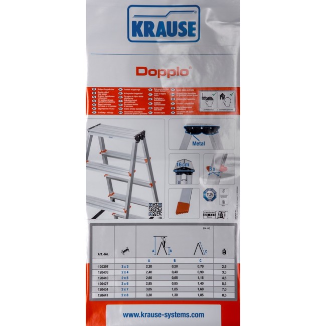 Krause Dopplo double-sided step ladder silver