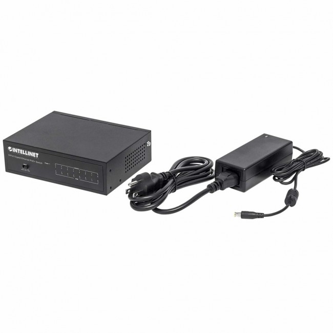 Intellinet 8-Port Gigabit Ethernet PoE+ Switch, IEEE 802.3at/af Power over Ethernet (PoE+/PoE) Compliant, 60 W, Desktop, Box