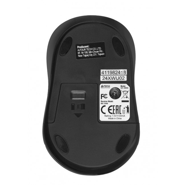 A4Tech G3-280N mouse Ambidextrous RF Wireless Optical 2000 DPI A4Tech G3-280N mouse Ambidextrous RF Wireless Optical 2000 DPI