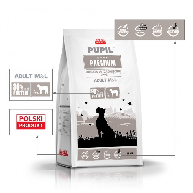 PUPIL Premium Medium and large breeds Rich in lamb and rice - dry dog food - 12kg