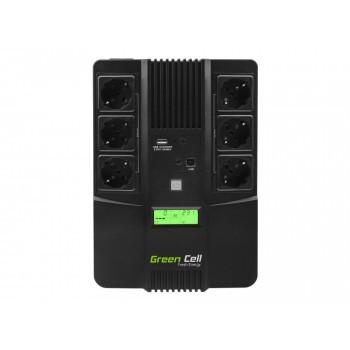 Green Cell AiO 800VA LCD uninterruptible power supply (UPS) Line-Interactive 0.8 kVA 480 W 6 AC outlet(s)