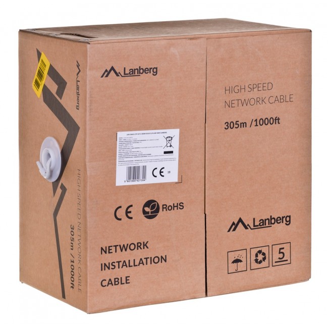 Lanberg LCU6-12CU-0305-S networking cable 305 m Cat6 U/UTP (UTP) Gray Lanberg LCU6-12CU-0305-S networking cable 305 m Cat6 U/UTP (UTP) Gray