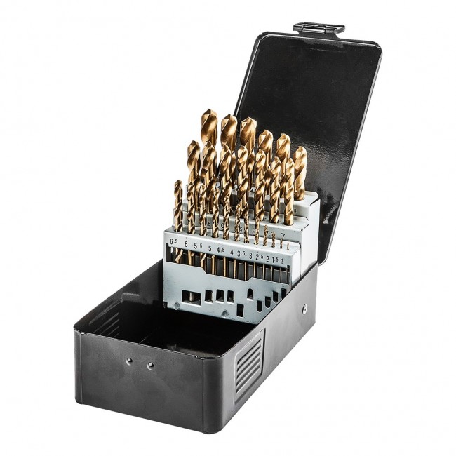 Wiert a do metalu HSS-TiN 1.0-13.0 mm, zestaw 25 szt.