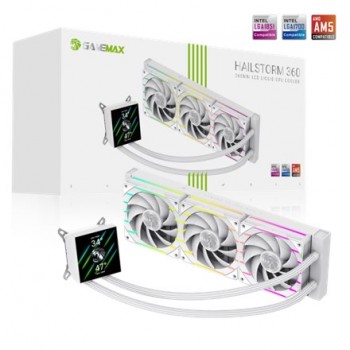 Gamemax CPU Liquid Cooler | HAILSTORM 360 LCD WH | White