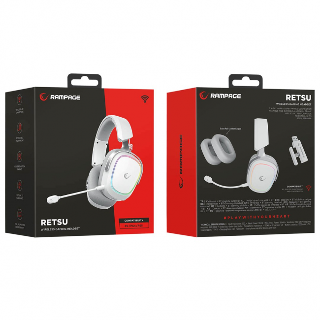 RAMPAGE RETSU WHITE WIRELESS OVER EAR HEADPHONES