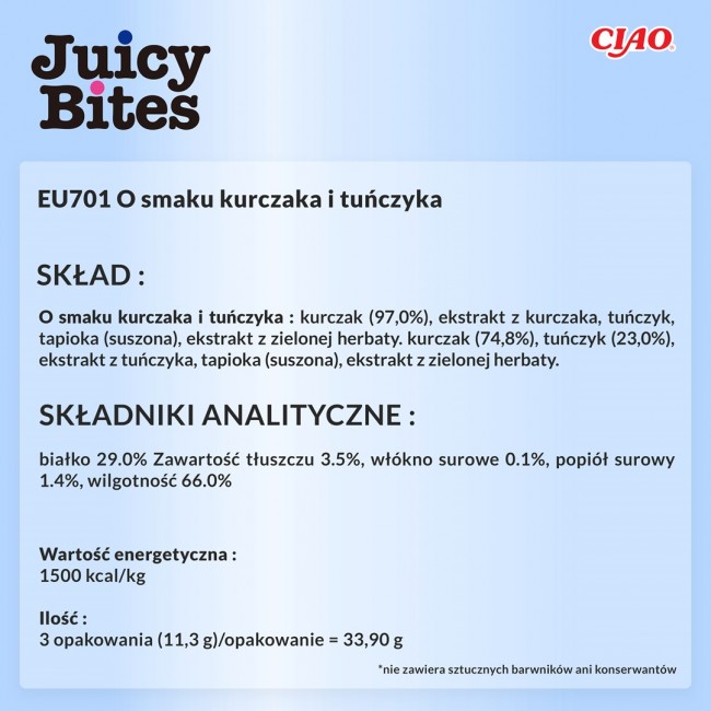 INABA Juicy Bites Chicken and tuna - cat treats - 3 x 11g