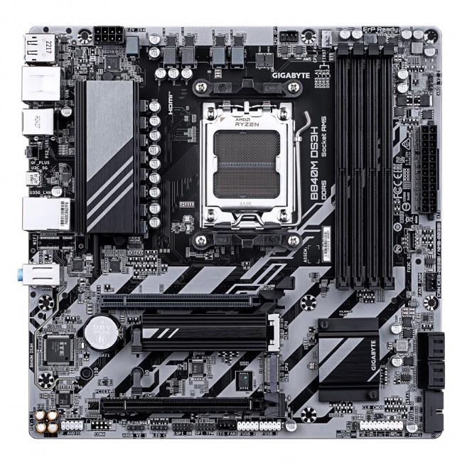 GIGABYTE B840M DS3H Motherboard - AMD Ryzen 9000 CPUs, 8+2+2 Phases VRM, up to 8200MHz DDR5, 2xPCIe 4.0 M.2, 2.5GbE LAN, USB 3.2 Gen 1 GIGABYTE B840M DS3H Motherboard - AMD Ryzen 9000 CPUs, 8+2+2 Phases VRM, up to 8200MHz DDR5, 2xPCIe 4.0 M.2, 2.5GbE LAN, USB 3.2 Gen 1
