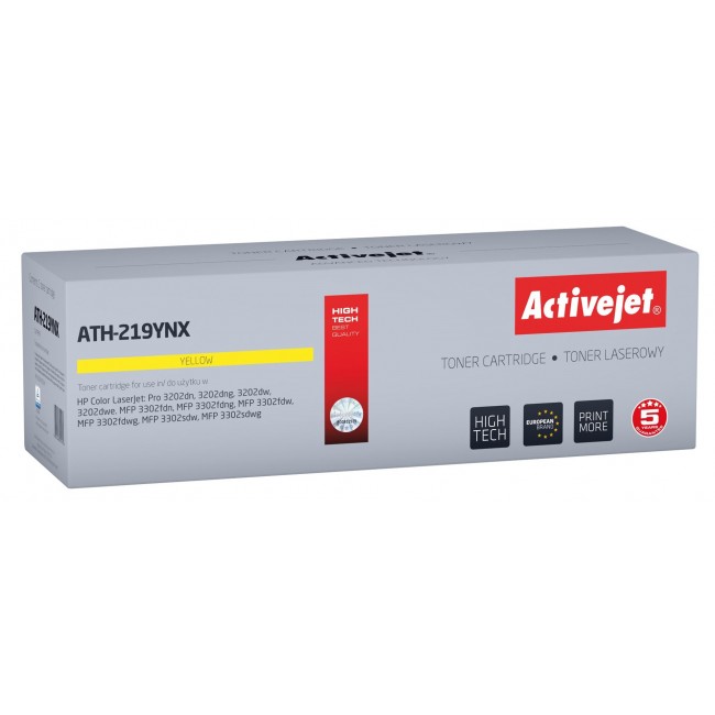 Activejet ATH-219YNX Toner for HP printer, replacement HP 219X W2192X Supreme 2500 pages yellow, with chip Activejet ATH-219YNX Toner for HP printer, replacement HP 219X W2192X Supreme 2500 pages yellow, with chip