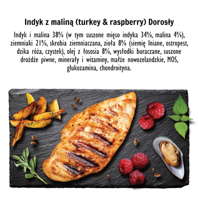 PAKA ZWIERZAKA Turkey with raspberry M - dry dog food - 1,5kg