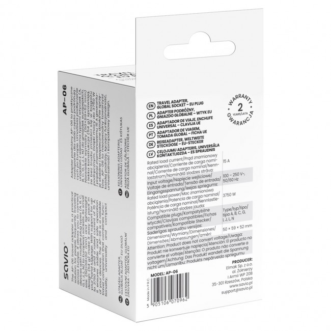 Savio AP-06 power adapter/inverter Universal 3750 W White