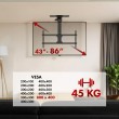 Maclean electric TV mount, ceiling mount, Tuya support, max. VESA 800x400, reg. in pos. +90 ~-90 , for TV 43-86 Maclean electric TV mount, ceiling mount, Tuya support, max. VESA 800x400, reg. in pos. +90 ~-90 , for TV 43-86