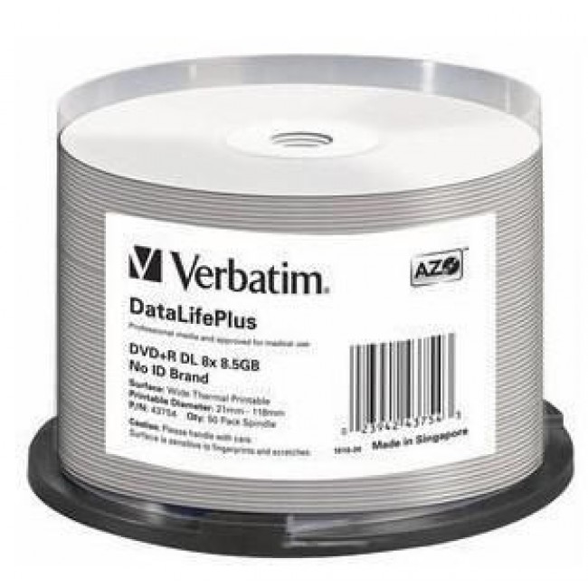 Verbatim DataLifePlus 8.5 GB DVD+R DL 50 pc(s) Verbatim DataLifePlus 8.5 GB DVD+R DL 50 pc(s)