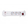 Equip 3-Outlet Clamp Power Strip with 3 x USB (2C + 1A)
