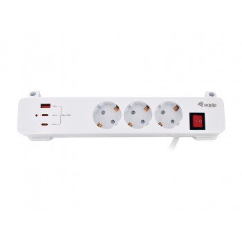 Equip 3-Outlet Clamp Power Strip with 3 x USB (2C + 1A)