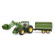 John Deere 7R 350 tractor with front loader and 2-axle trailer 03155 BRUDER