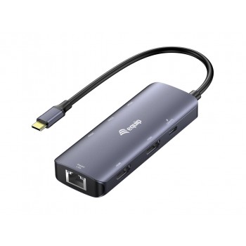 Equip USB-C 7-in-1 MST Multifunctional Adapter, Dual HDMI 4K/30Hz, Gigabit Ethernet, 100W USB-C PD, USB-C (5Gbps) x 1, USB-A (5Gbps) x 2