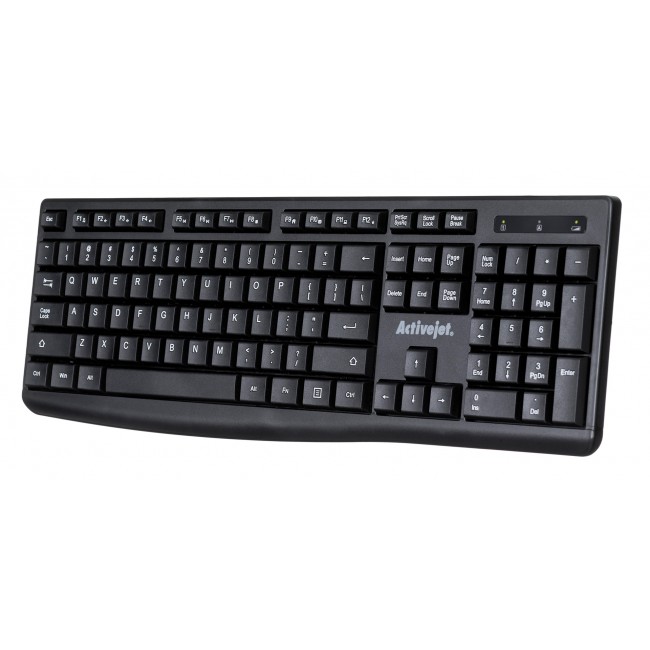 Activejet K-3803SW Keyboard wireless battery powered by 1x 1.5V AAA black