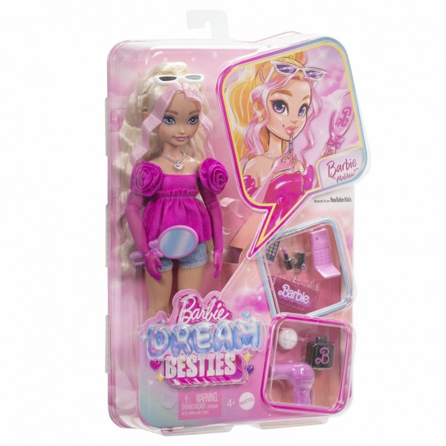 Barbie Dream Besties Malibu Fashion Doll with 8 Makeup & Hair Themed Accessories Barbie Dream Besties Malibu Fashion Doll with 8 Makeup & Hair Themed Accessories