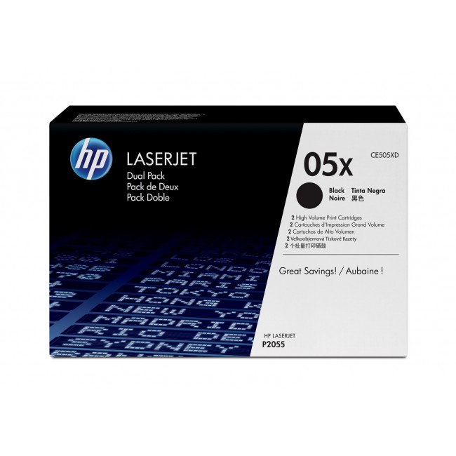 HP 05X 2-pack High Yield Black Original LaserJet Toner Cartridges HP 05X 2-pack High Yield Black Original LaserJet Toner Cartridges