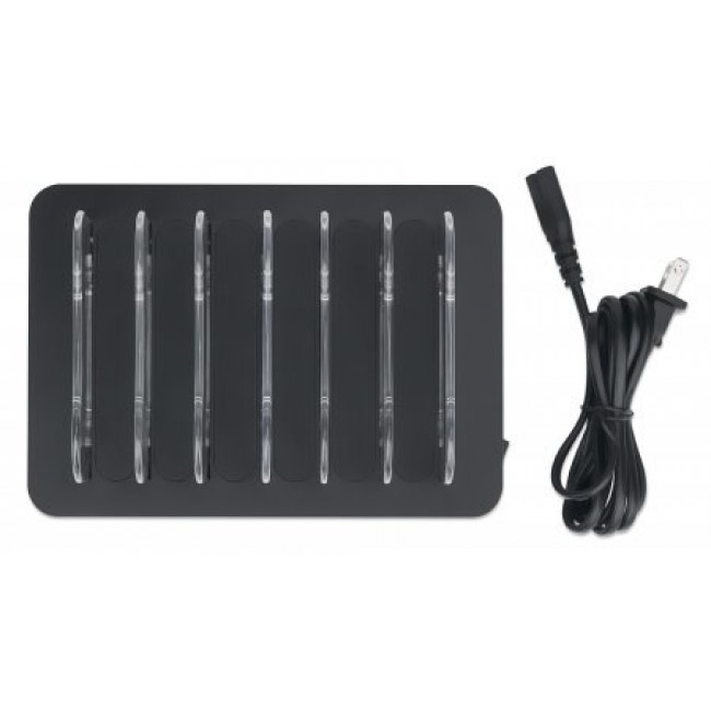 Manhattan Charging Station, 6x USB-A Ports, Outputs: 6x 2.4A, Smart IC, LED Indicator Lights, Black, Three Year Warranty