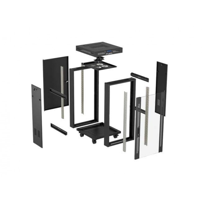 Lanberg FF01-6624-12BL rack cabinet 24U Freestanding rack Black