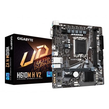 GIGABYTE H610M H V2 DDR4 Motherboard - Supports Intel Core 14th CPUs, 6+1+1 Hybrid Digital VRM, up to 3200MHz DDR4 (OC), 1xPCIe 3.0 M.2, GbE LAN, USB 3.2 Gen 1