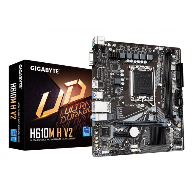 GIGABYTE H610M H V2 DDR4 Motherboard - Supports Intel Core 14th CPUs, 6+1+1 Hybrid Digital VRM, up to 3200MHz DDR4 (OC), 1xPCIe 3.0 M.2, GbE LAN, USB 3.2 Gen 1