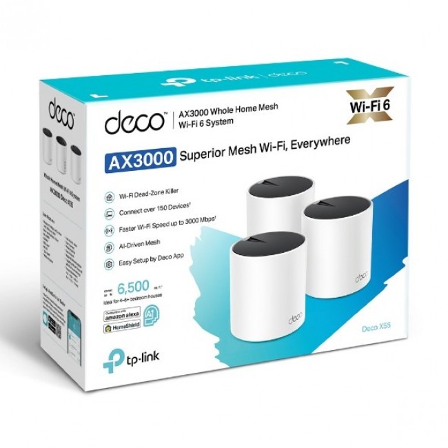 TP-Link AX3000 Dual-band (2.4 GHz / 5 GHz) Wi-Fi 6 (802.11ax) White 3 Internal TP-Link AX3000 Dual-band (2.4 GHz / 5 GHz) Wi-Fi 6 (802.11ax) White 3 Internal