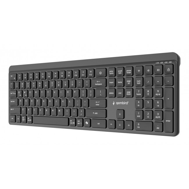 Gembird Dual-mode pro-business slim wireless keyboard, 2.4G+BT, US layout Gembird Dual-mode pro-business slim wireless keyboard, 2.4G+BT, US layout
