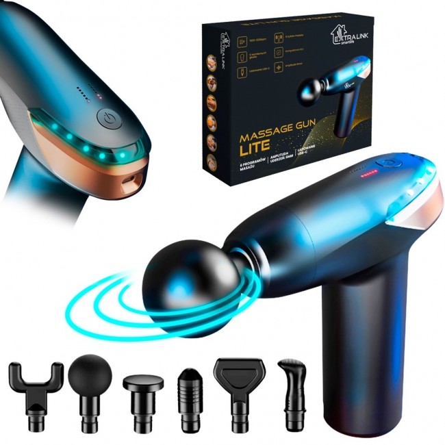 Extralink Massage Gun Lite | Massage gun | 3200 RPM, 6 replaceable tips Extralink Massage Gun Lite | Massage gun | 3200 RPM, 6 replaceable tips