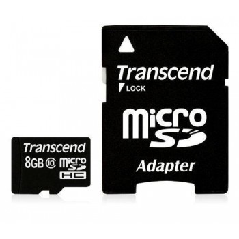 SD microSD Card 8GB Transcend SDHC Class10 w/adapter