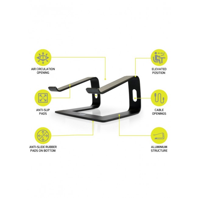 Port Designs 901103 laptop stand Aluminium, Black 39.6 cm (15.6