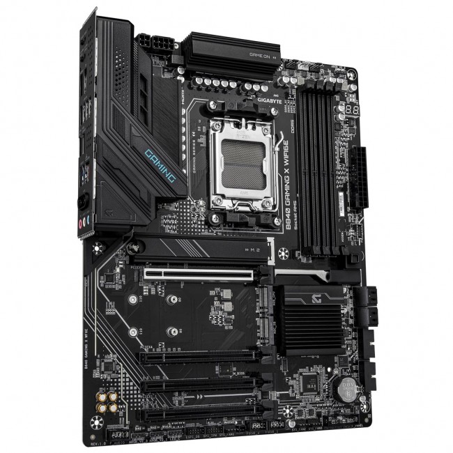 GIGABYTE B840 GAMING X WIFI6E Motherboard - AMD Ryzen 9000 CPUs, 12+2+2 Phases VRM, up to 7600MHz DDR5(O.C), 2xPCIe 4.0 + 1xPCIe 3.0 M.2, Wi-Fi 6E, 2.5GbE LAN, USB 3.2 Gen 2