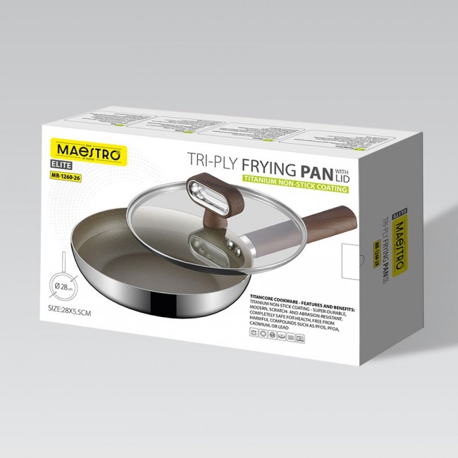 TITANCORE Frying Pan with Lid MAESTRO MR-1260 28 cm (MR-1260-28)