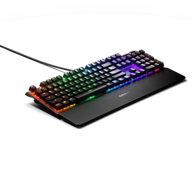 SteelSeries Apex 5 Gaming Keyboard, US Layout, Wired, Black SteelSeries Apex 5 Gaming keyboard Hybrid blue mechanical gaming switches guaranteed for 20 million keypresses, OLED Smart Display displays profiles, game info, Discord messages, and more, Aircra