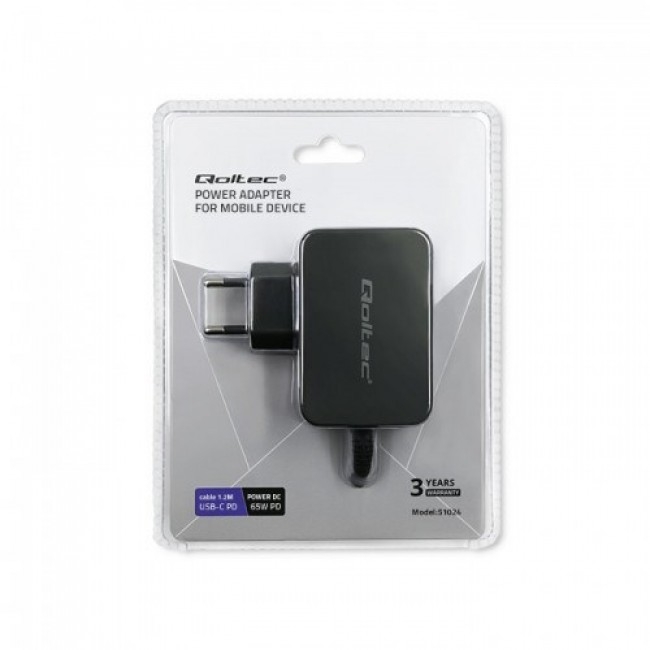 Qoltec 51024 mobile device charger Universal Black AC Fast charging Indoor