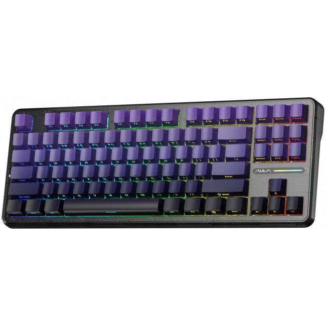 AULA Gasket F87 Pro Keyboard Black Purple GrayWoodV4 RGB