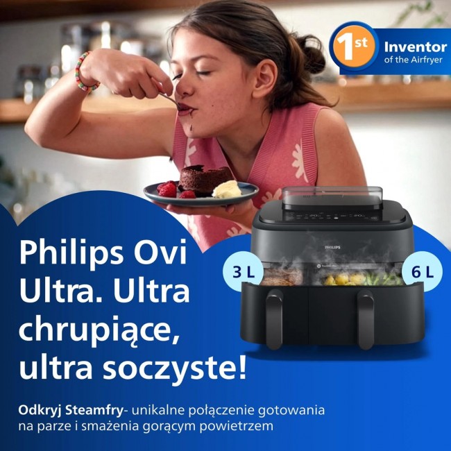 Philips 5000 series NA550/00 fryer Double 9 L Stand-alone 2750 W Hot air fryer Black